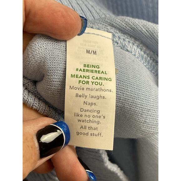 Aerie Blue V-Neck Sweater Relaxed Fit Women’s Medium Oversized Comfy Cozy Beach - Picture 9 of 11